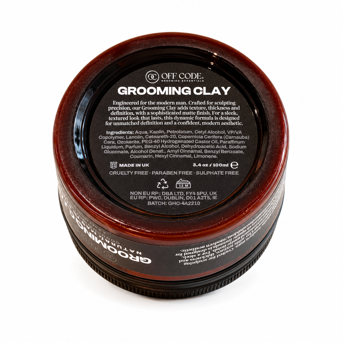 Off Code Grooming Clay, lid detail